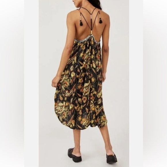 Free People Bohemian Garden Party Cotton Blend Knit Dress In Black Combo S L G#3 - Picture 2 of 16